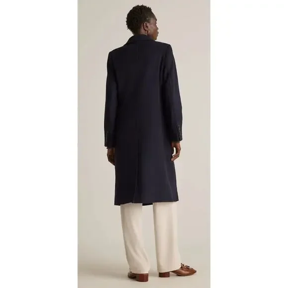 NWT Quince Italian Wool Double Breasted Coat Womens Medium Navy MSRP 190 - Picture 3 of 12